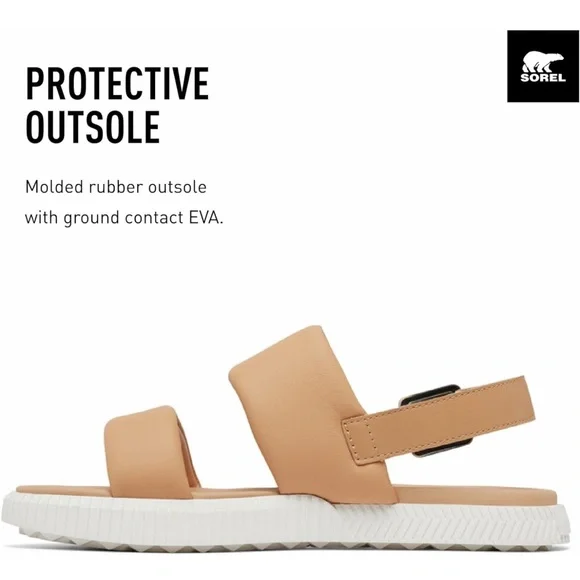 NWOT Sorel Ona Streetworks Go to Flat Sandals Women Honest Beige Sea Salt - Picture 3 of 11